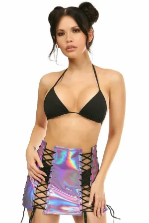 Lavender Holo Lace-Up Skirt