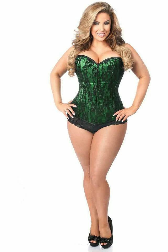 Lavish Green Lace Front Zipper Corset