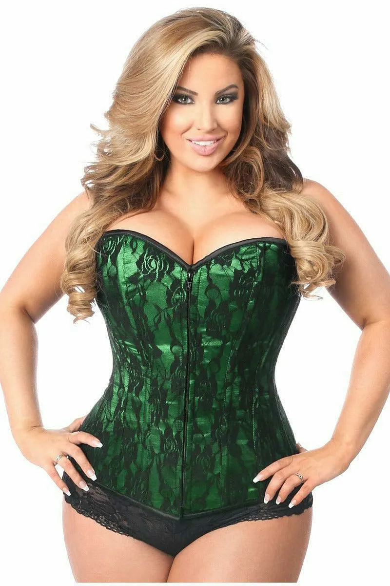 Lavish Green Lace Front Zipper Corset