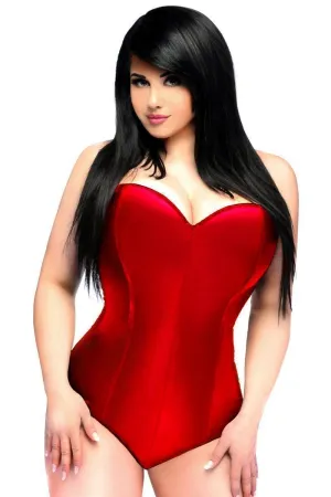 Lavish Plus Size Red Satin Corset Romper