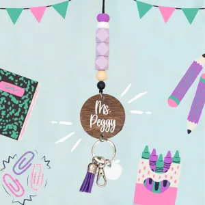 Lilac Pencil Personalized Teacher Lanyard