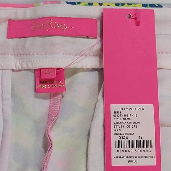 LILLY PULITZER CALLAHAN MULTI SQUEEZE THE DAY Women's Size 12 Floral Short