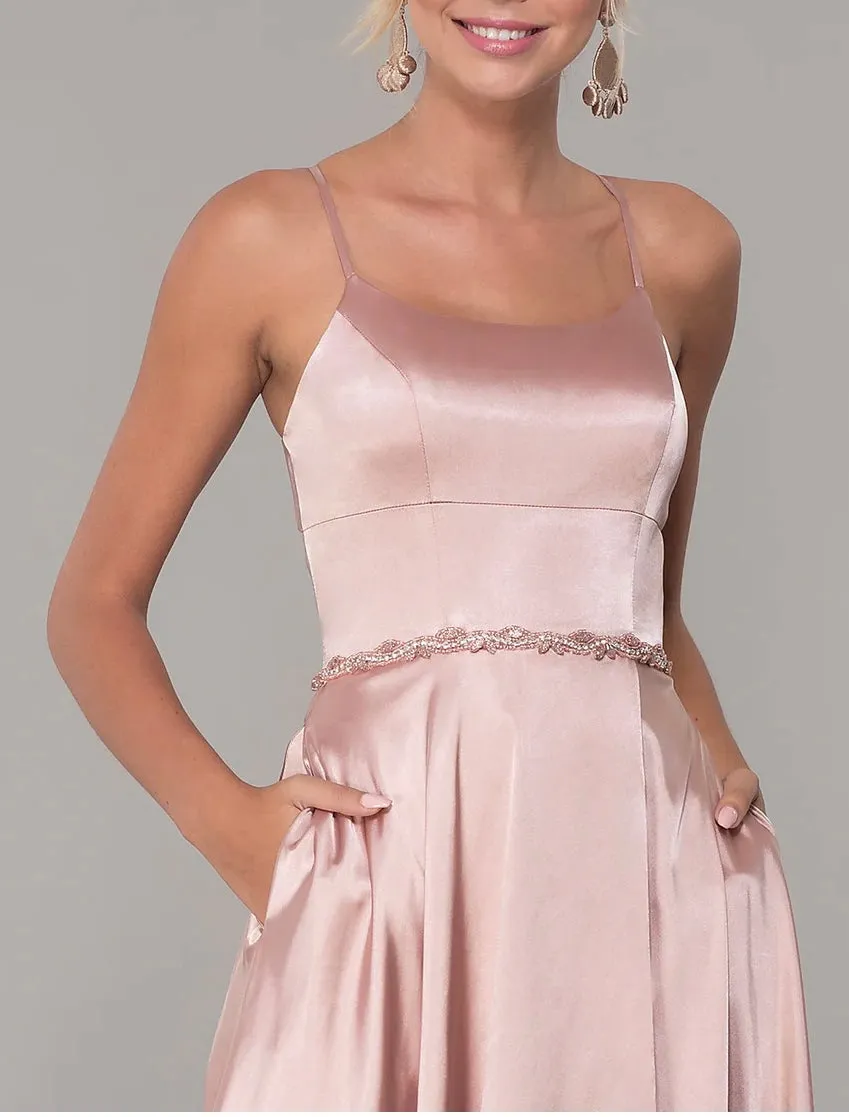 Lily’s Pink Sleeveless Scoop Neck Embellished Dress #25652