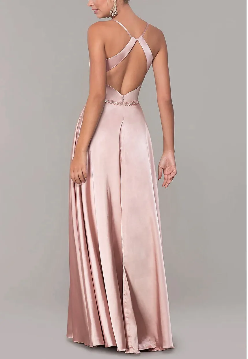 Lily’s Pink Sleeveless Scoop Neck Embellished Dress #25652