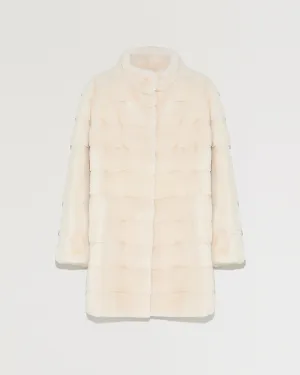 Long mink jacket with collar