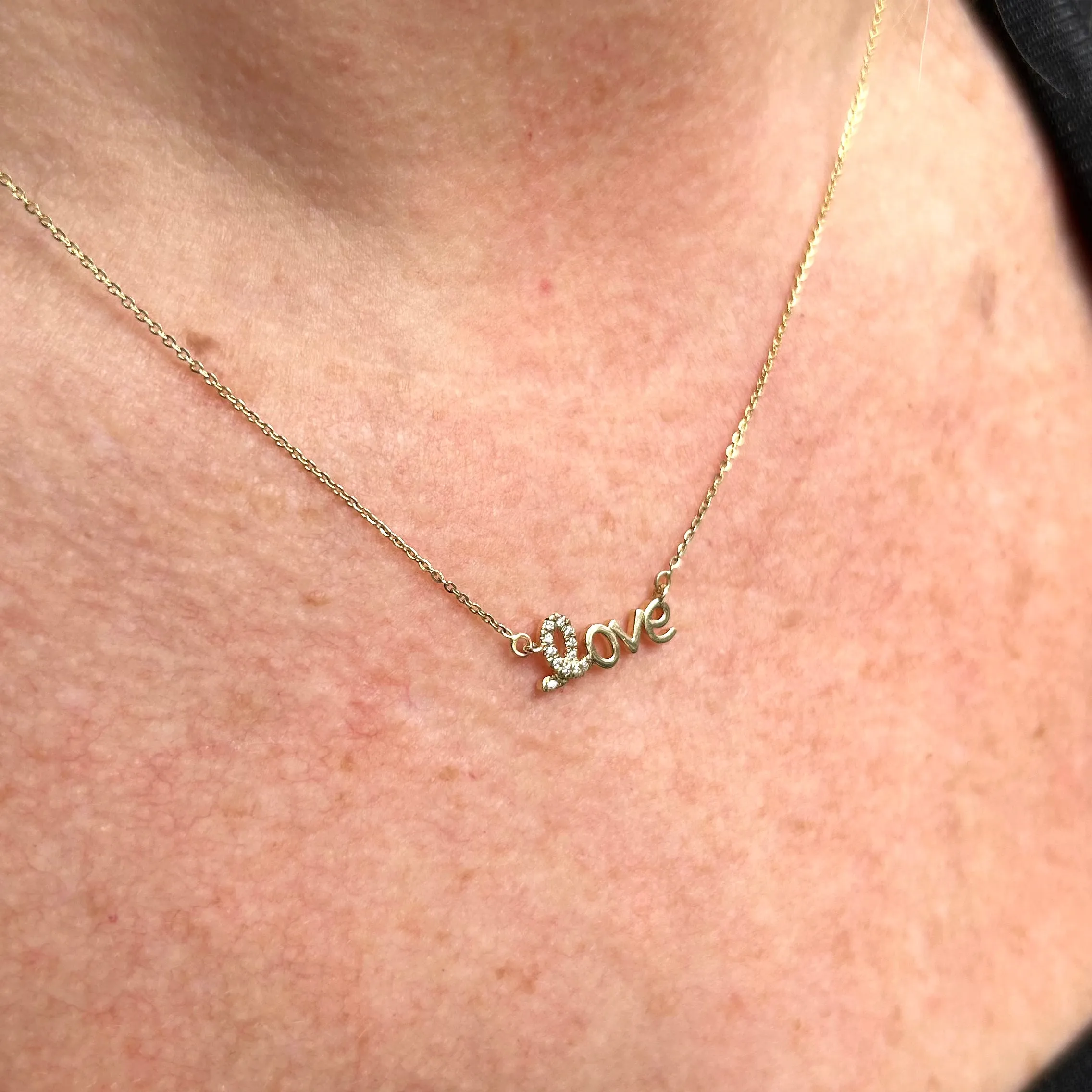 Love Diamond Cursive Necklace