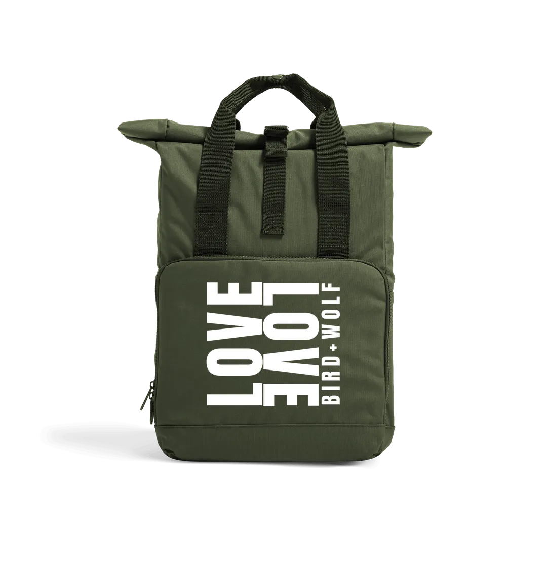 LoveLove Recycled Roll Top Rucksack (White Lettering)