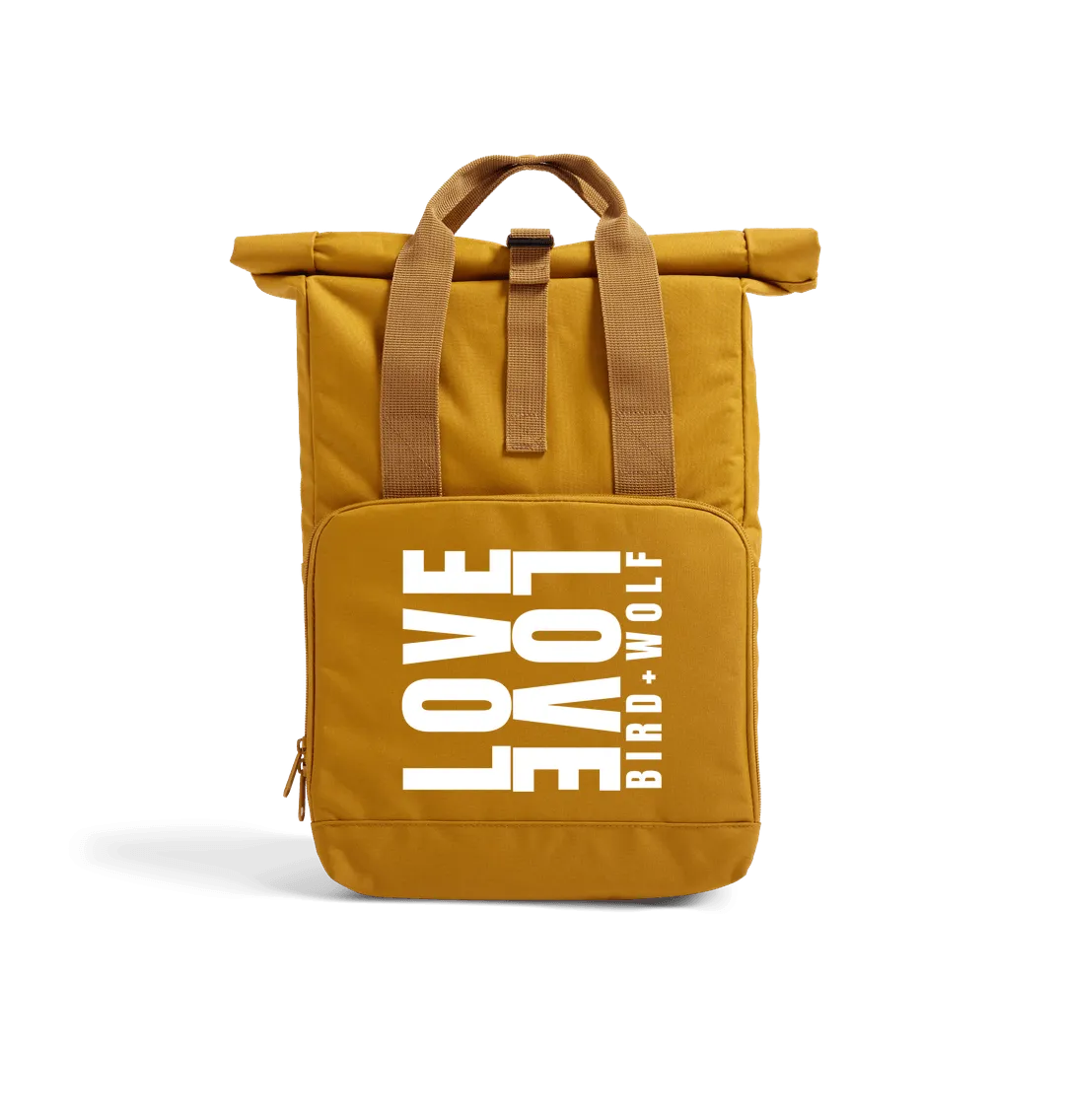 LoveLove Recycled Roll Top Rucksack (White Lettering)