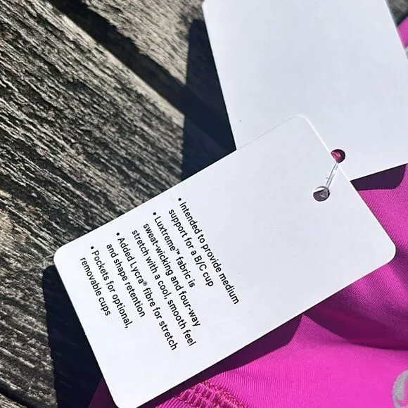 Lululemon Energy Bra Medium Support, B–D Cups Pow Pink size 4 NWT sports bra