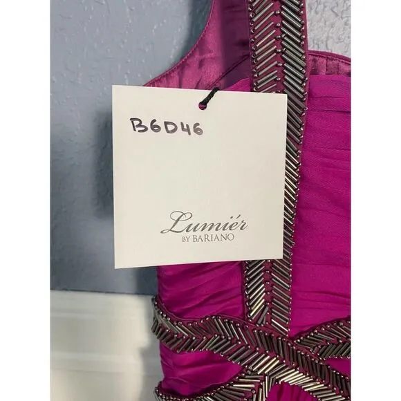 Lumier by Bariano Accent Cylinder Pleated Chiffon Dress