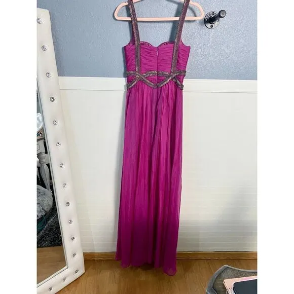 Lumier by Bariano Accent Cylinder Pleated Chiffon Dress