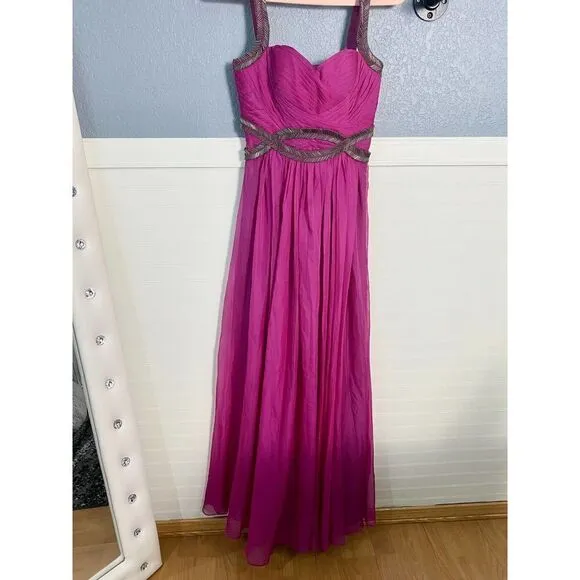 Lumier by Bariano Accent Cylinder Pleated Chiffon Dress