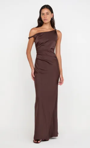 LUNETTA TWIST STRAP DRESS - DARK CHOCOLATE