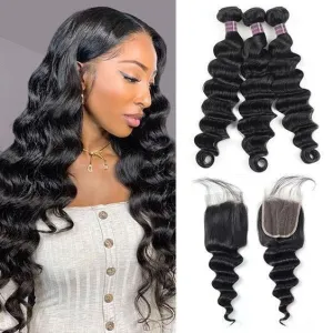 Malaysian Deep Wave Bundles With 4×4 Closure 10A Grade 100% Human Remy Hair MYLOCKME