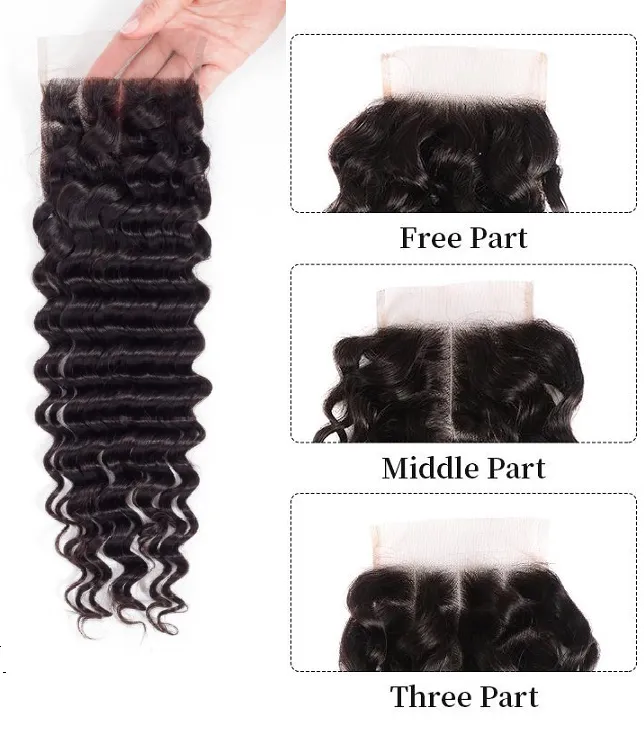 Malaysian Deep Wave Bundles With 4×4 Closure 10A Grade 100% Human Remy Hair MYLOCKME