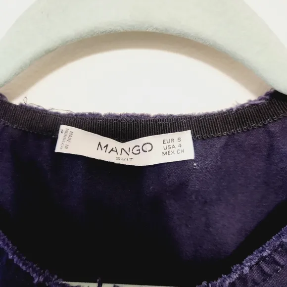 Mango Navy Blue Short Sleeve Snap Button Front Mini Cotton Dress