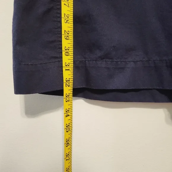 Mango Navy Blue Short Sleeve Snap Button Front Mini Cotton Dress