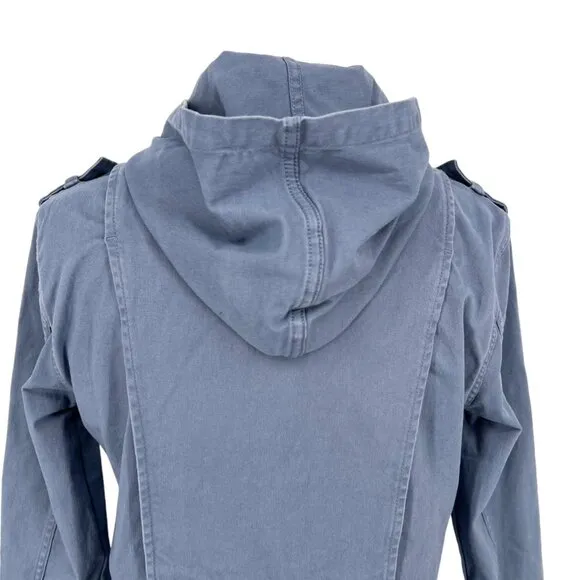Market &amp; Spruce Hooded Utility Jacket Blue Size Small NWT