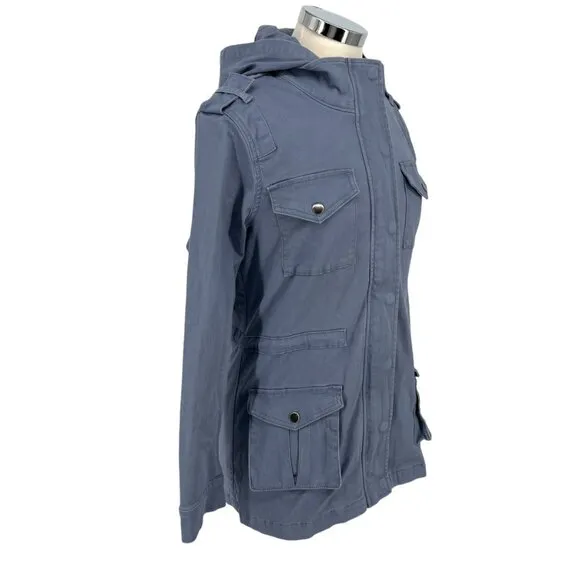 Market &amp; Spruce Hooded Utility Jacket Blue Size Small NWT