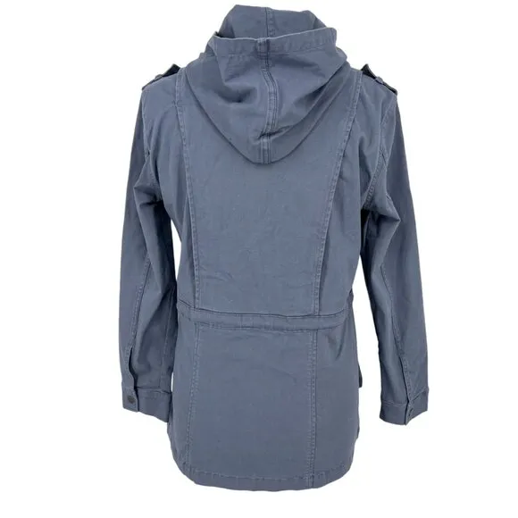 Market &amp; Spruce Hooded Utility Jacket Blue Size Small NWT