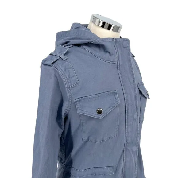 Market &amp; Spruce Hooded Utility Jacket Blue Size Small NWT