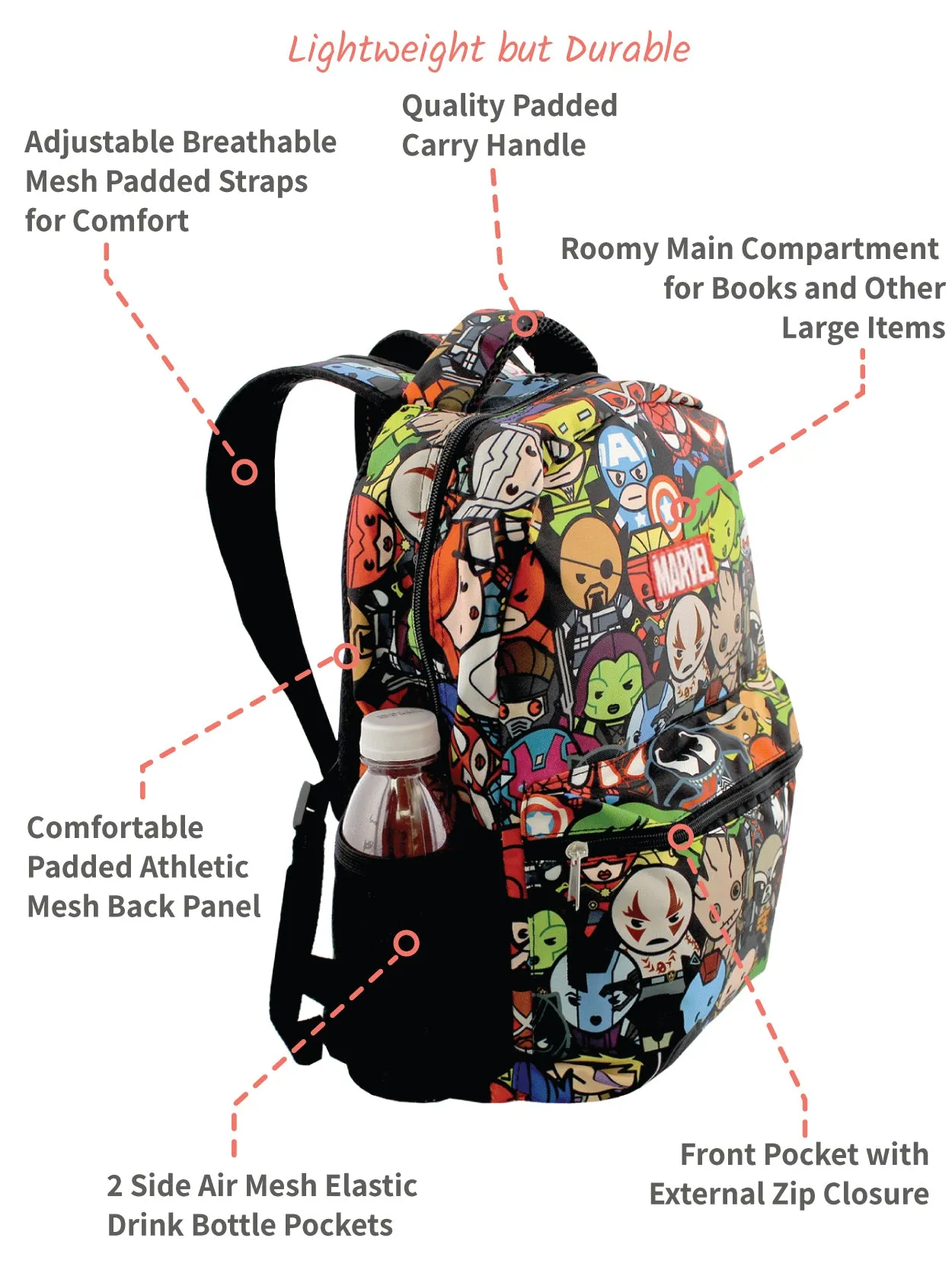 Marvel Kawaii Avengers 16" School Backpack