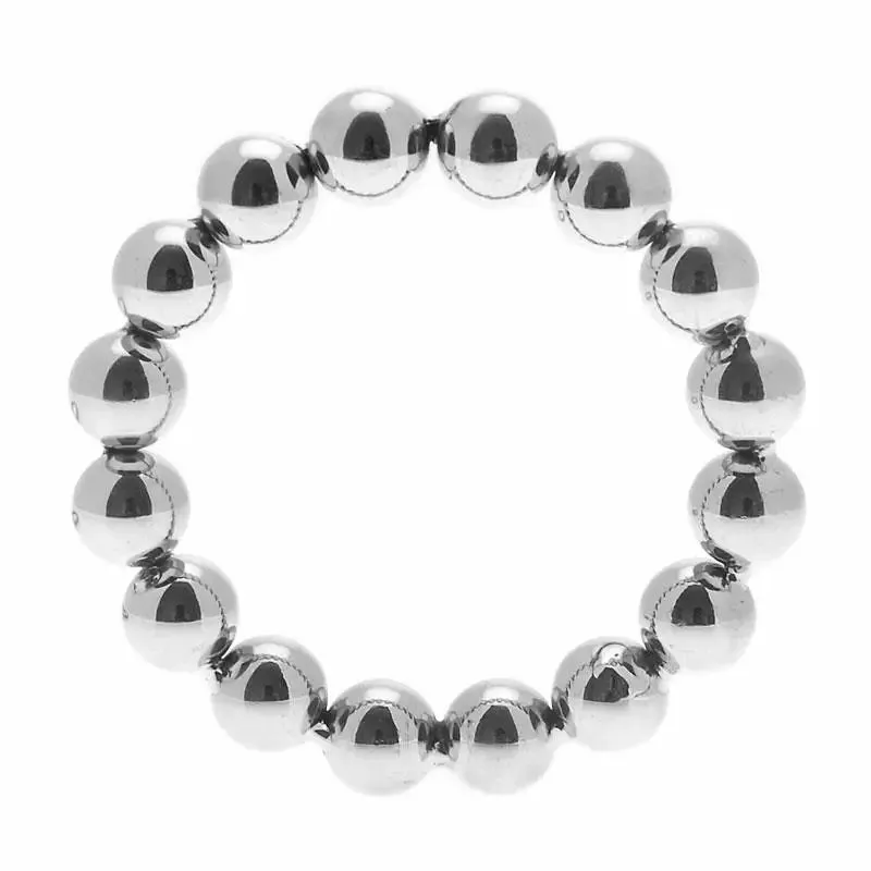 Master Series Stainless Steel Silver Beaded Cock Ring