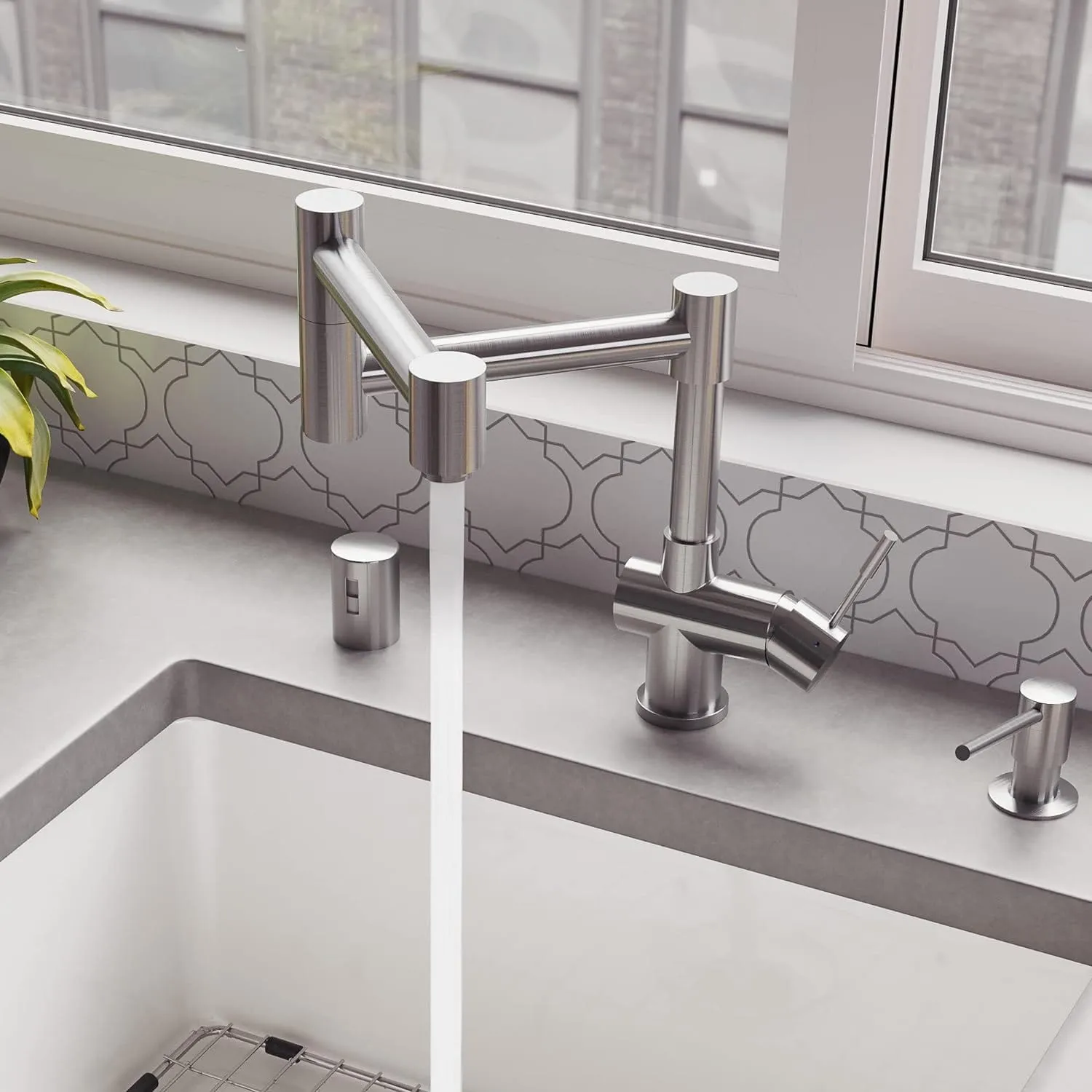 MaxTen Stainless Steel Satin Adjustable Folding Kitchen Sink Faucet Tap - SK30-226