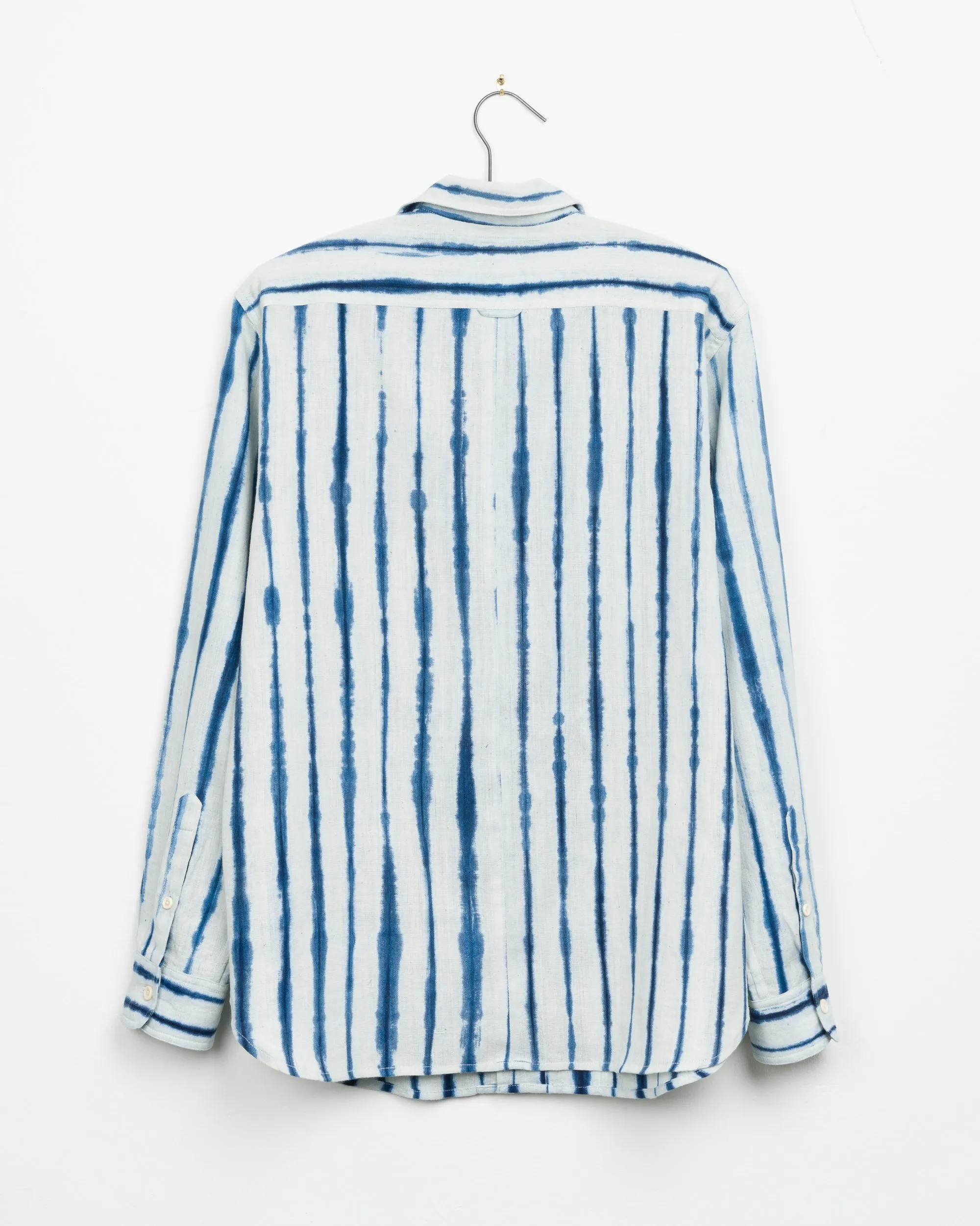 Mazadoor Work Shirt in Indigo Stripe Shibori