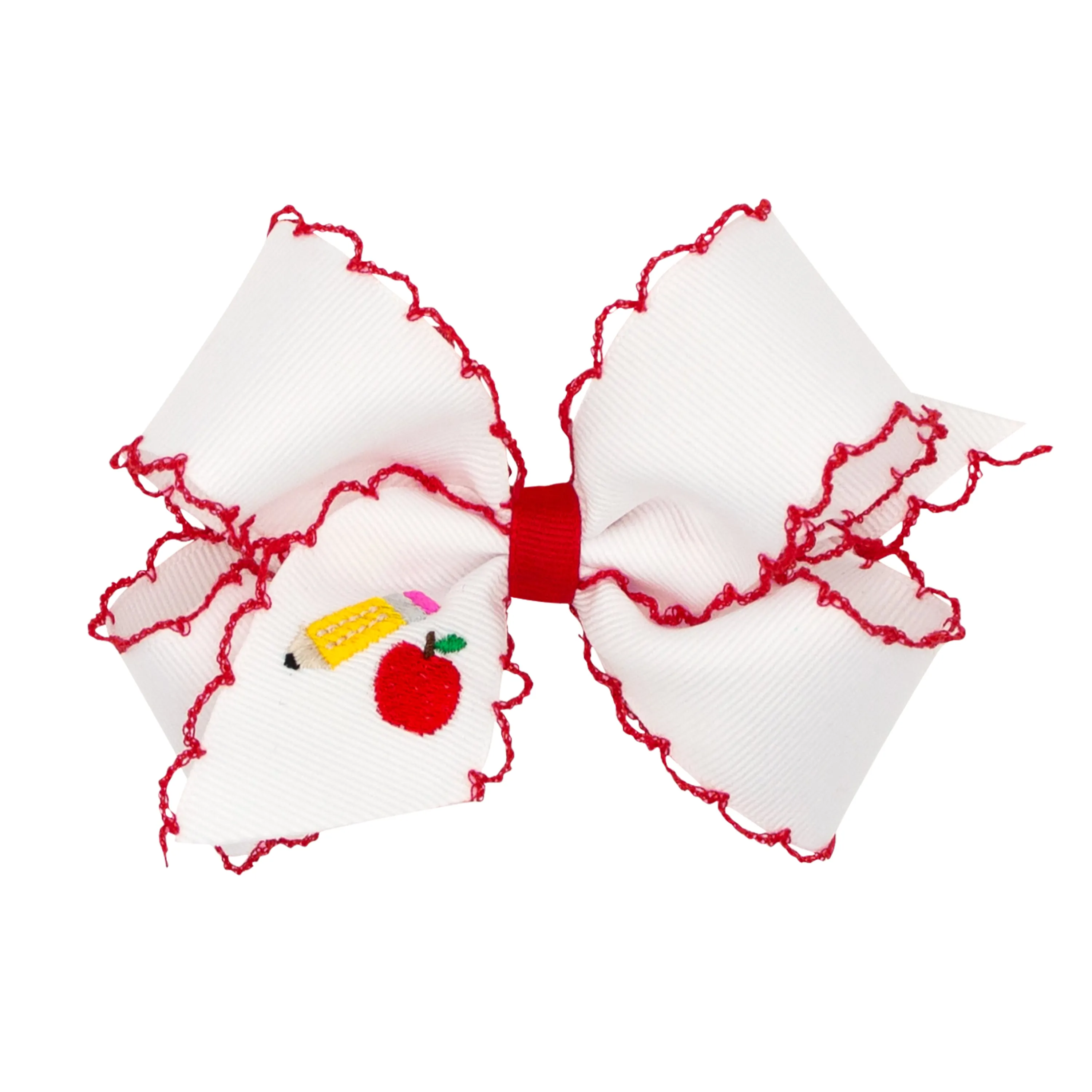 Medium Grosgrain Hairbow w/ Moonstitch Edge - Pencil Embroidery