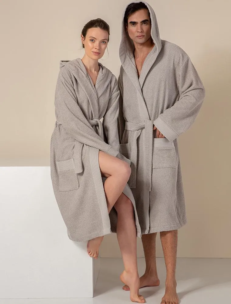 Men's Gray Turkish Cotton Bathrobe