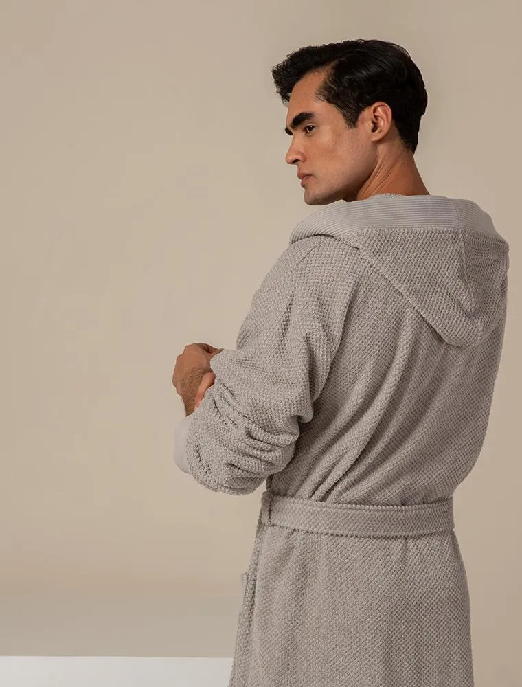 Men's Gray Turkish Cotton Bathrobe