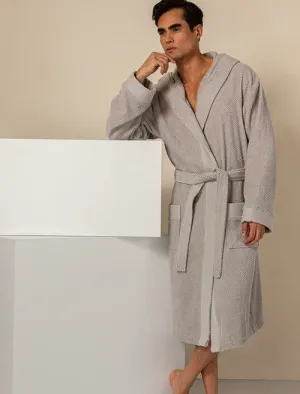 Men's Gray Turkish Cotton Bathrobe