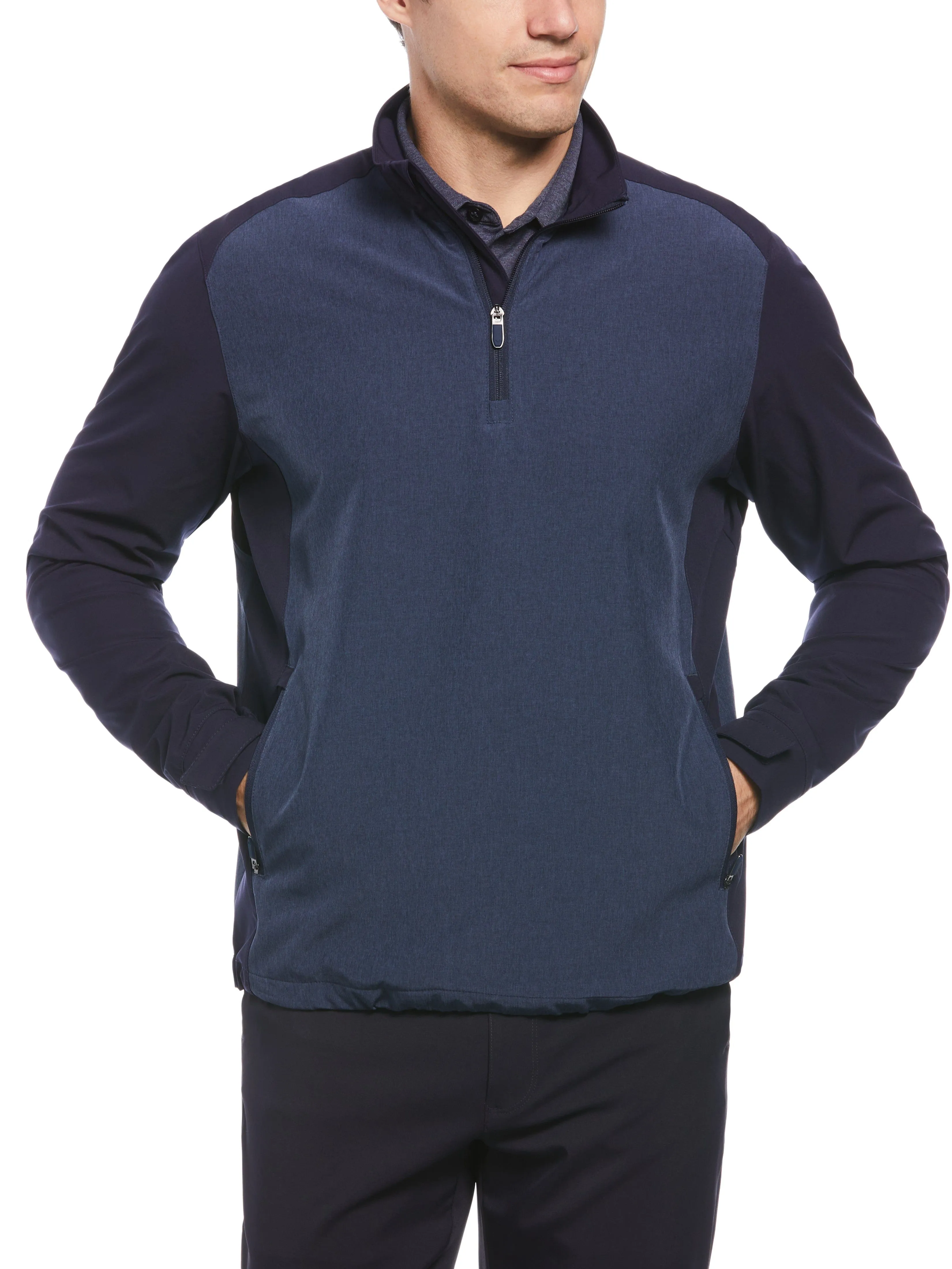 Mens Heathered Block Quarter Zip Golf Jacket