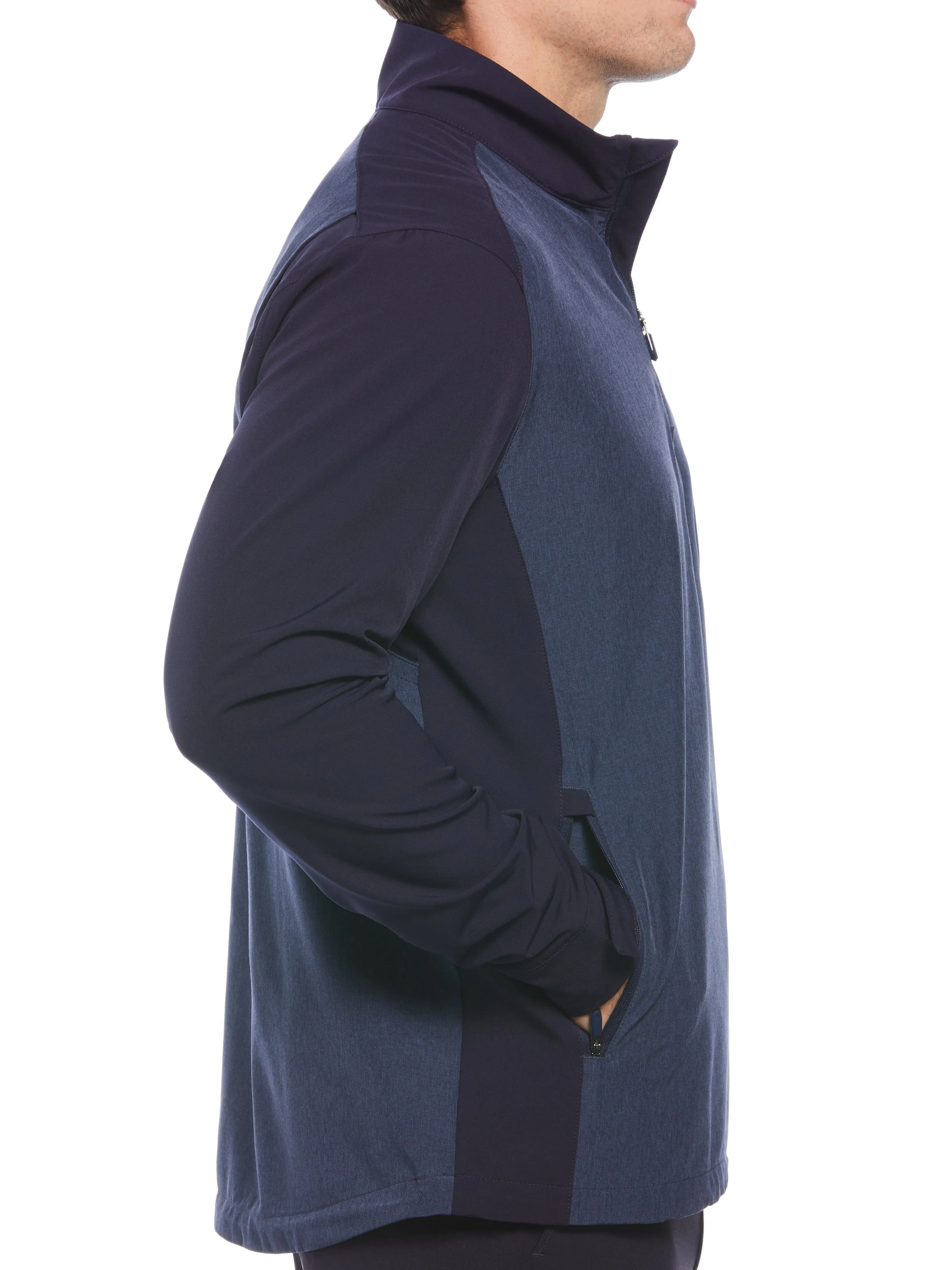 Mens Heathered Block Quarter Zip Golf Jacket