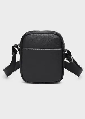 Men's leather satchel with shoulder strap