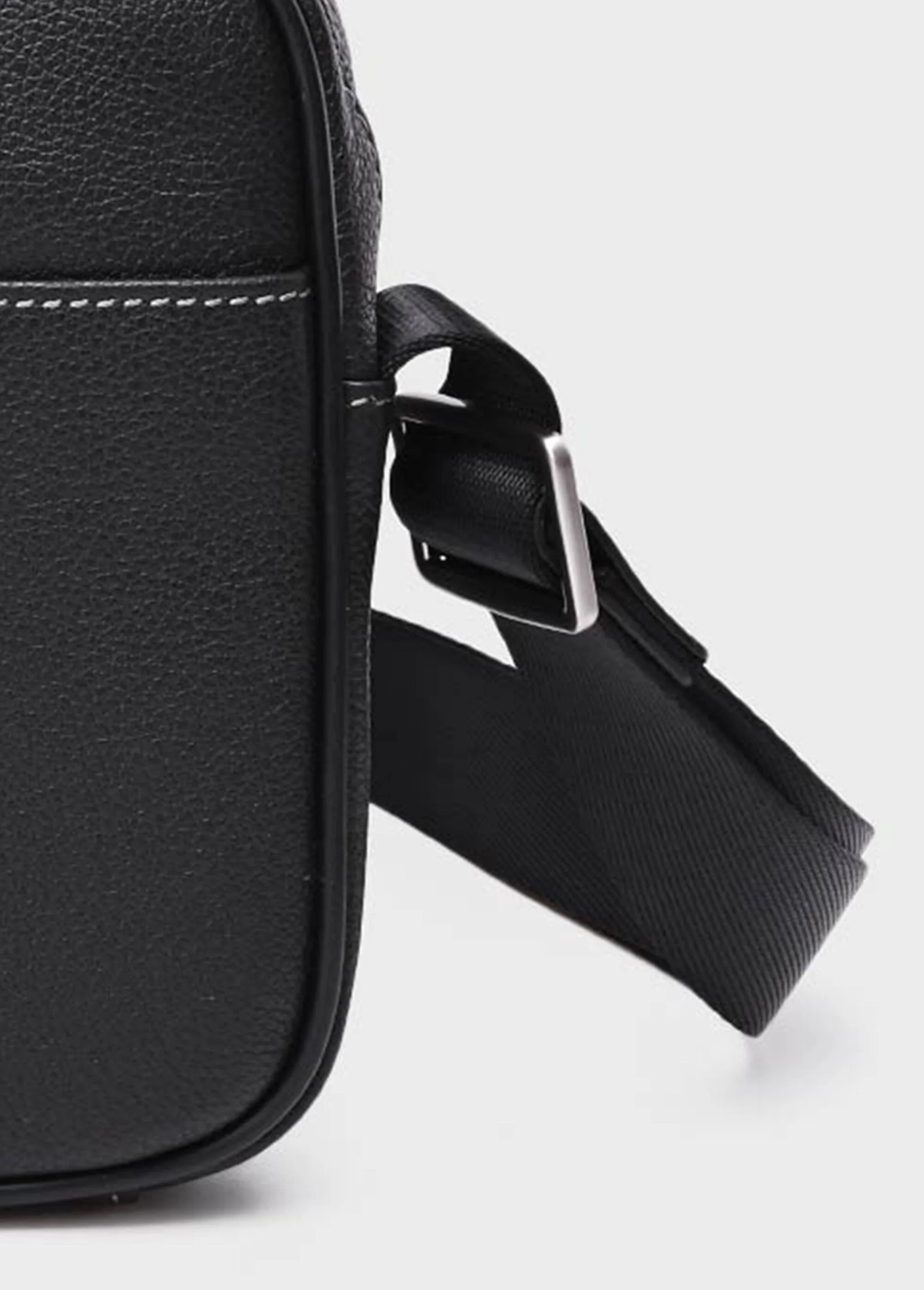 Men's leather satchel with shoulder strap