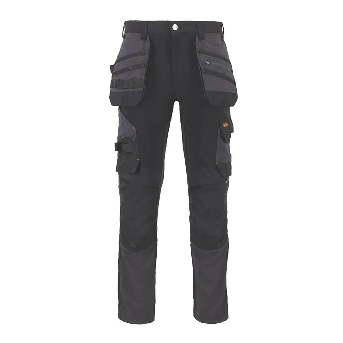 Mens Work Trousers Stretch Holster Pocket Black Slim Fit Breathable 30" W 32" L