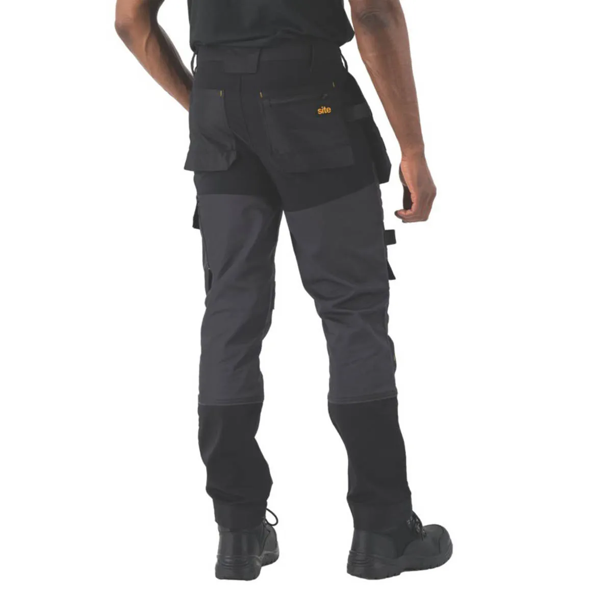 Mens Work Trousers Stretch Holster Pocket Black Slim Fit Breathable 30" W 32" L