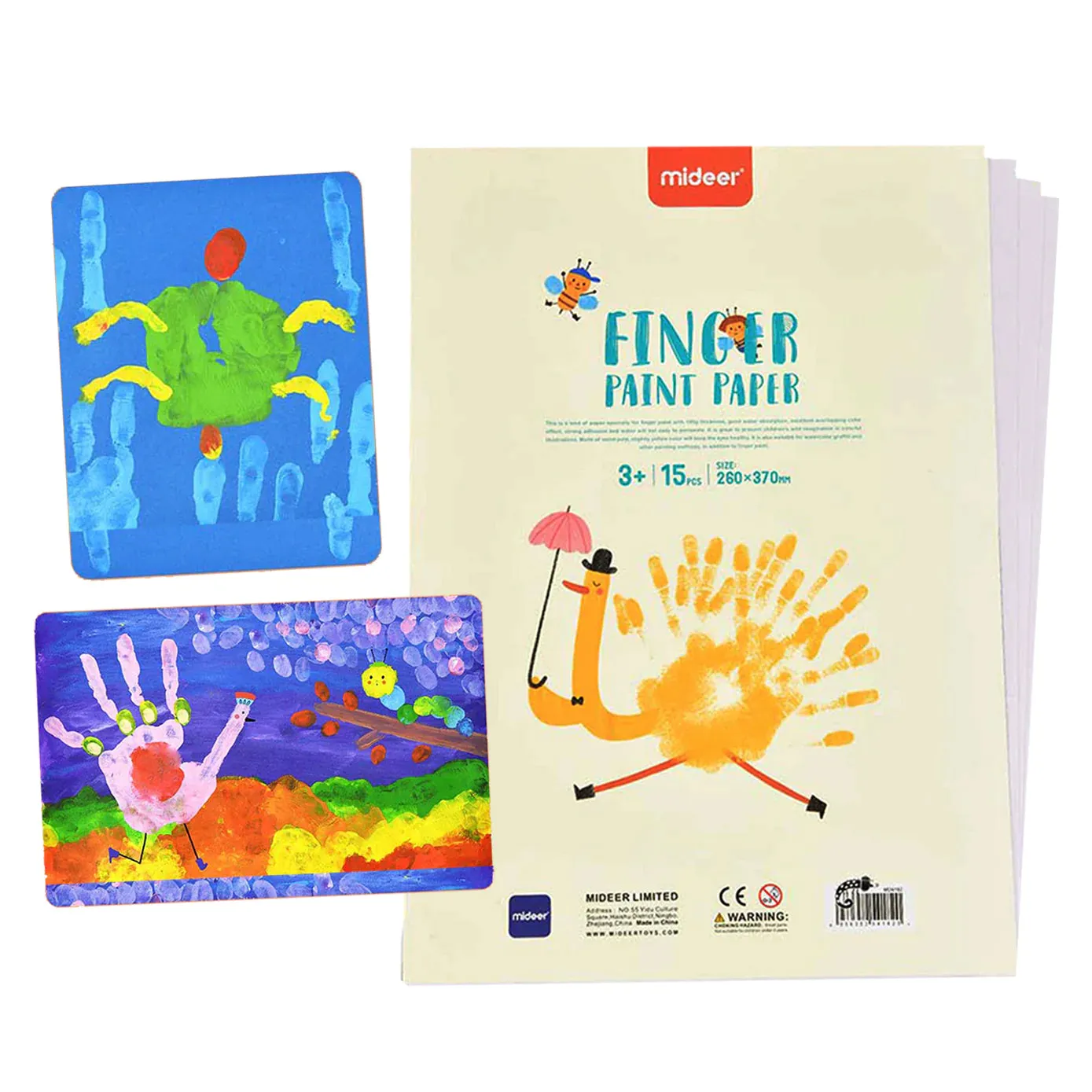 MiDeer Finger Paint Paper Book - 15 Pages