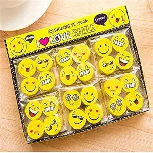 Mini Smiley Erasers - Pack of 4