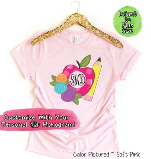Monogram Apple Back to School Tee