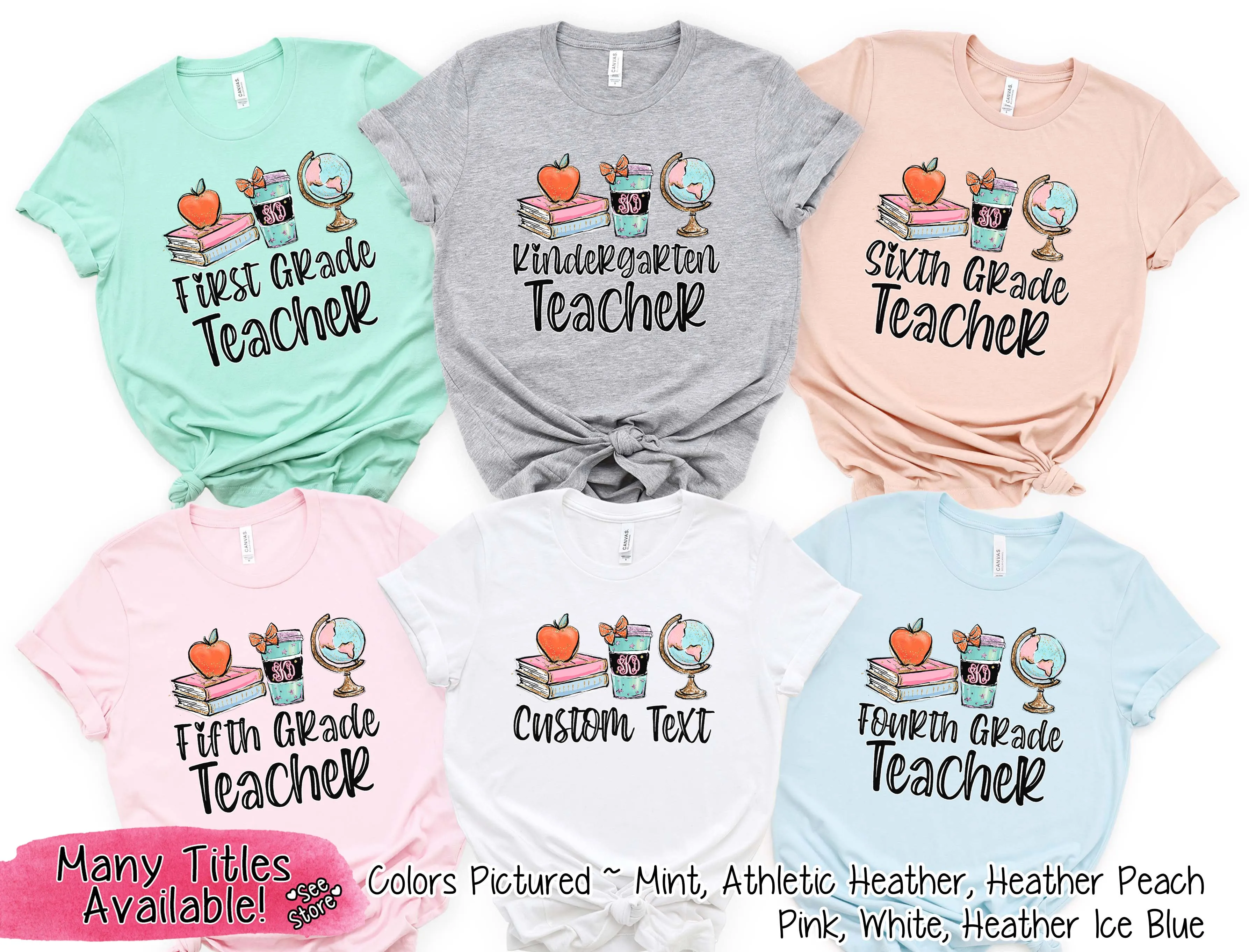 Monogram Latte Cup, Books, Globe School Teacher Grade Tee