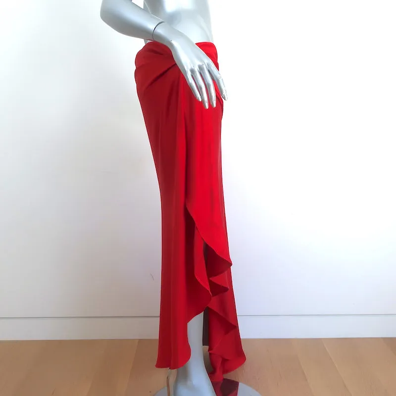 Monse Asymmetric Skirt Red Satin Size 10