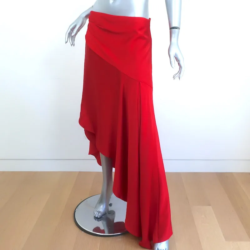 Monse Asymmetric Skirt Red Satin Size 10