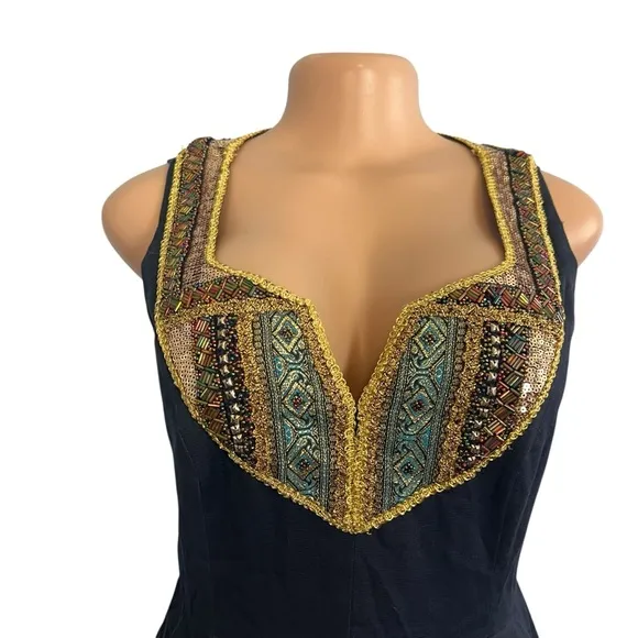 Moulinette Soeurs Anthropologie Embellished Beaded Sequin Navy