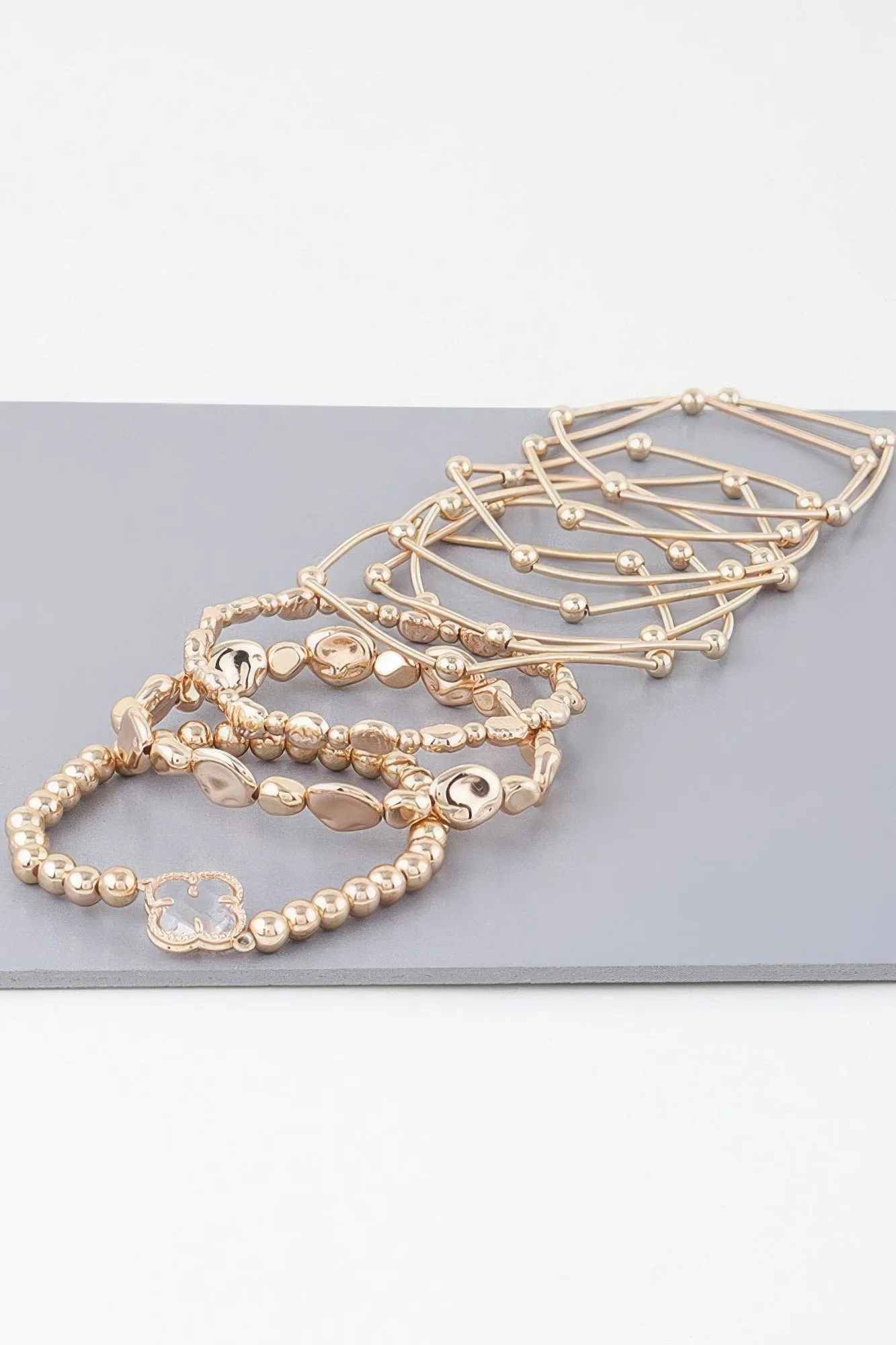 Multi Clover Coil Beaded Bracelet