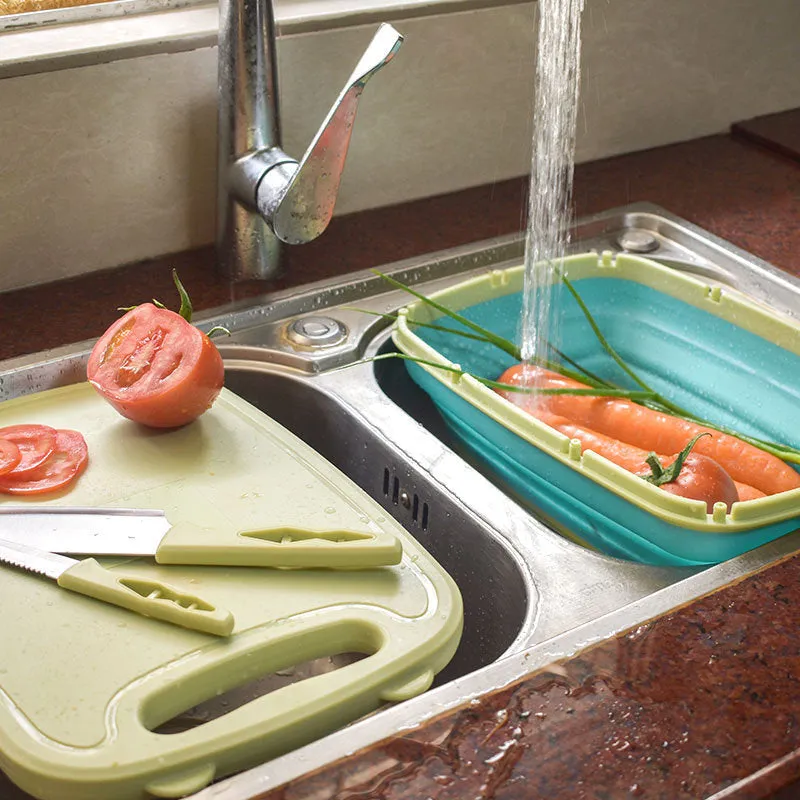 Multifunctional Vegetable Slicer/Grater with Cutting Board, Drain Basket, Storage Box