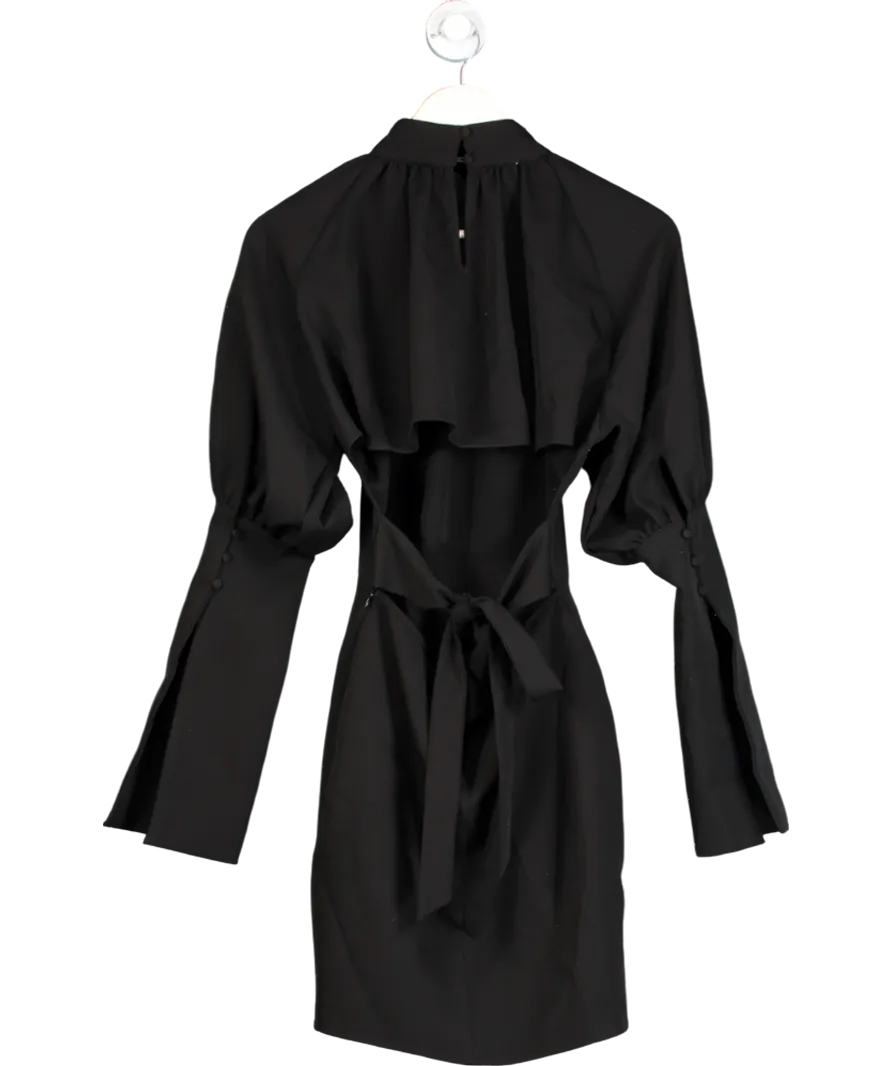 NA-KD Black X Hanna Schonberg Balloon Sleeve Back Detail Dress UK 10