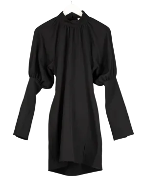 NA-KD Black X Hanna Schonberg Balloon Sleeve Back Detail Dress UK 10